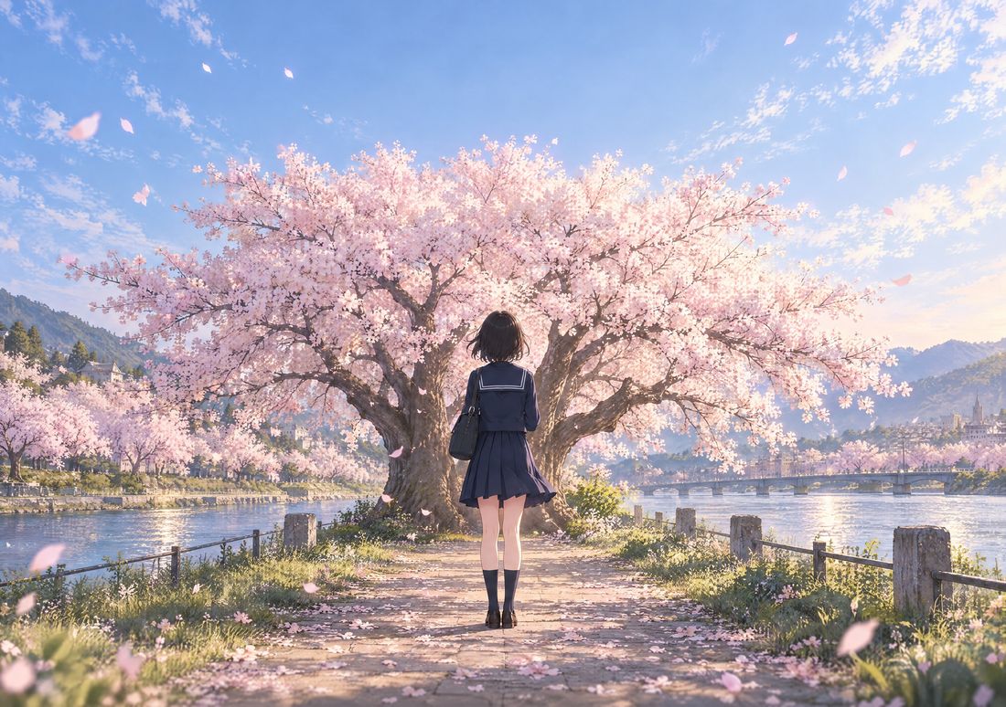 樱花树下 — iPhone Duo 壁纸