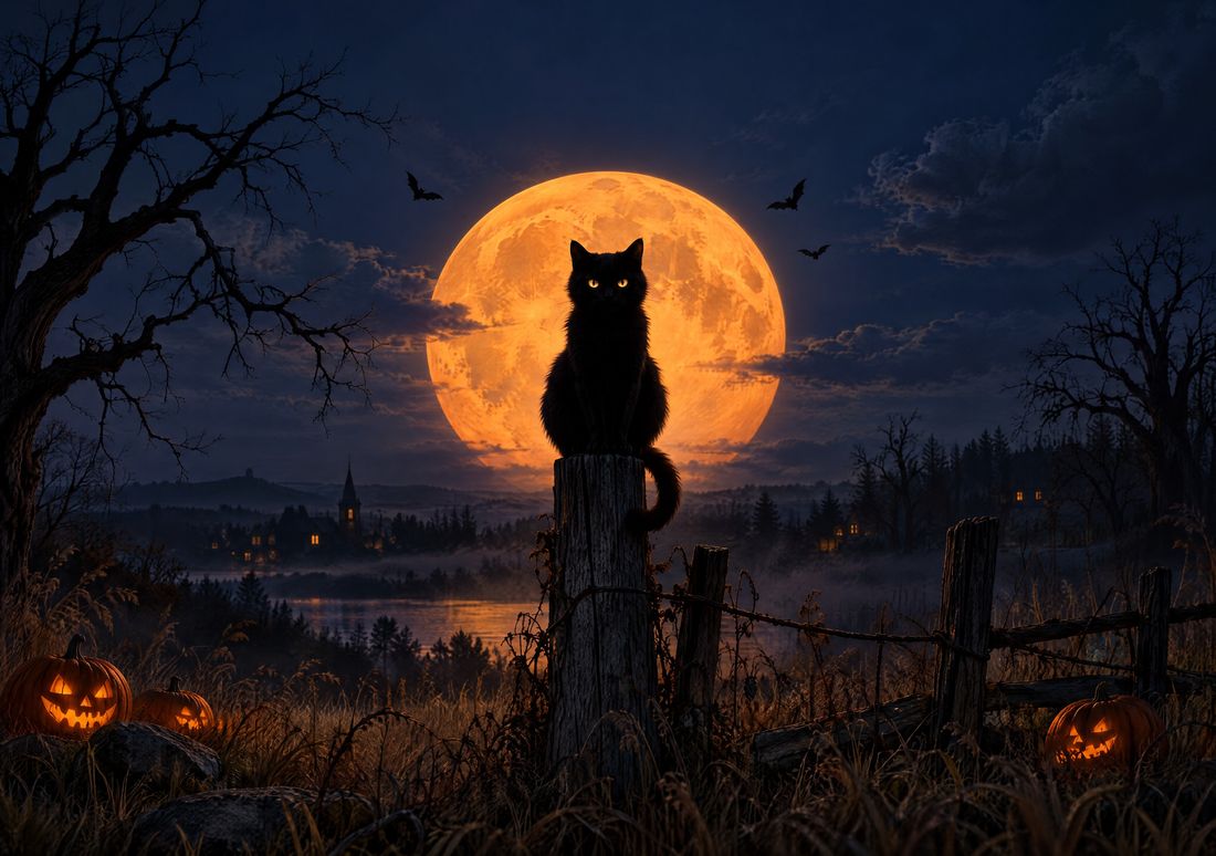 Black Cat Moon — fondo de pantalla para iPhone Duo