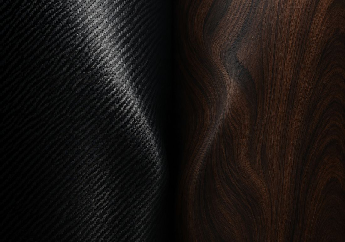 Carbon & Walnut — fondo de pantalla para iPhone Duo