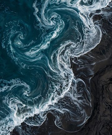 iPhone Duo wallpaper — Teal Shore Aerial